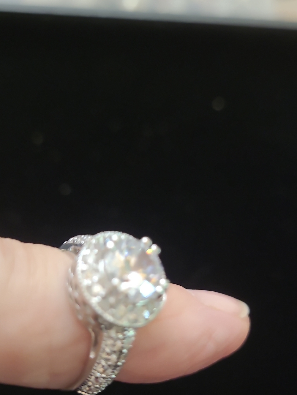 Source Unknown Silver Halo Ring with Clear Stone